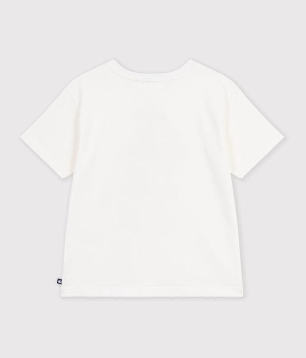 Camiseta infantil estampada de manga corta blanco