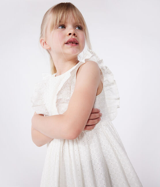 Vestido infantil de algodón sin mangas blanco MARSHMALLOW