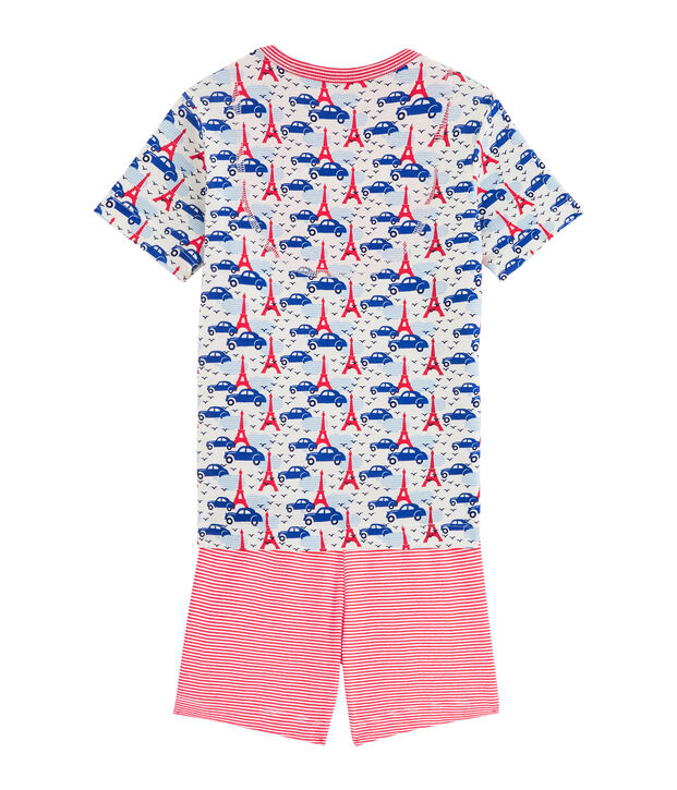 Pijama corto de punto para ni&ntilde;o blanco/multicolor