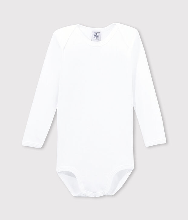 Body blanco de manga larga de beb&eacute; blanco