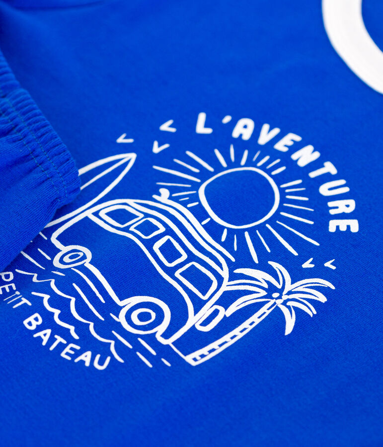 Pijama corto infantil de algod&oacute;n azul