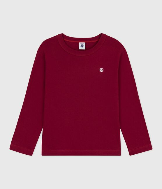 Camiseta infantil lisa de algodón de manga larga AMARANTE