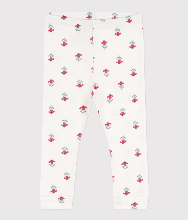 Leggings de algod&oacute;n con estampado de flores para beb&eacute; blanco/multicolor