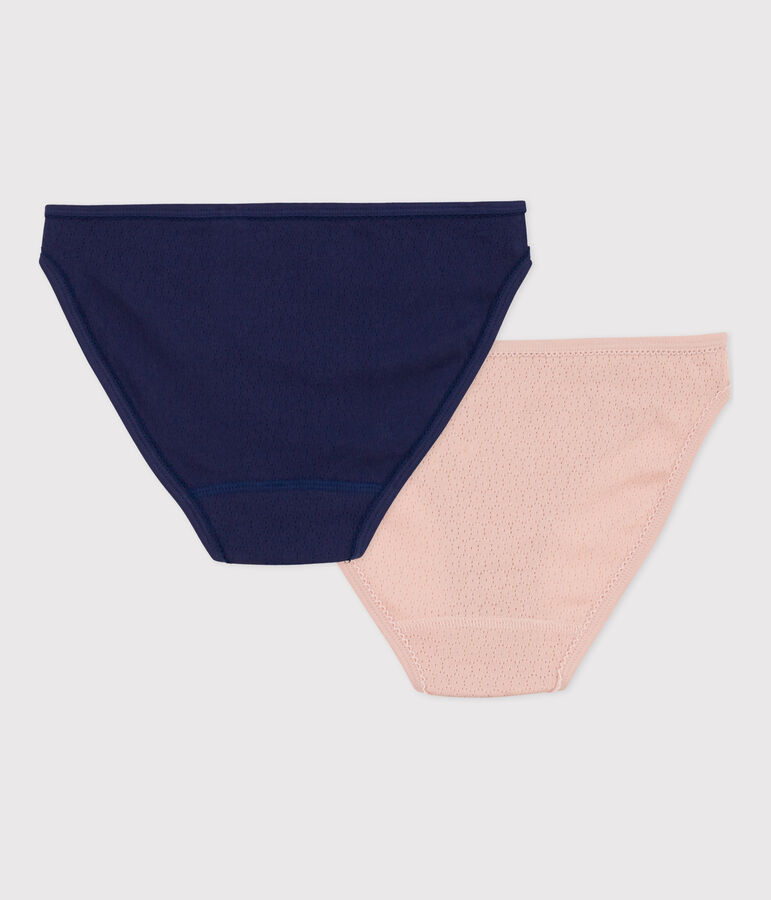 Juego de 2 braguitas de algod&oacute;n calado para mujer multicolor