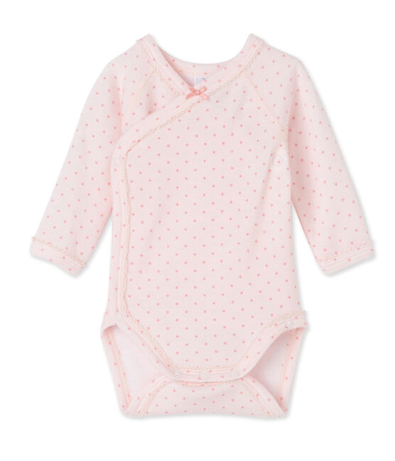 Body de manga larga de lana y algodón de primera puesta para bebé niña rosa VIENNE/rosa GRETEL