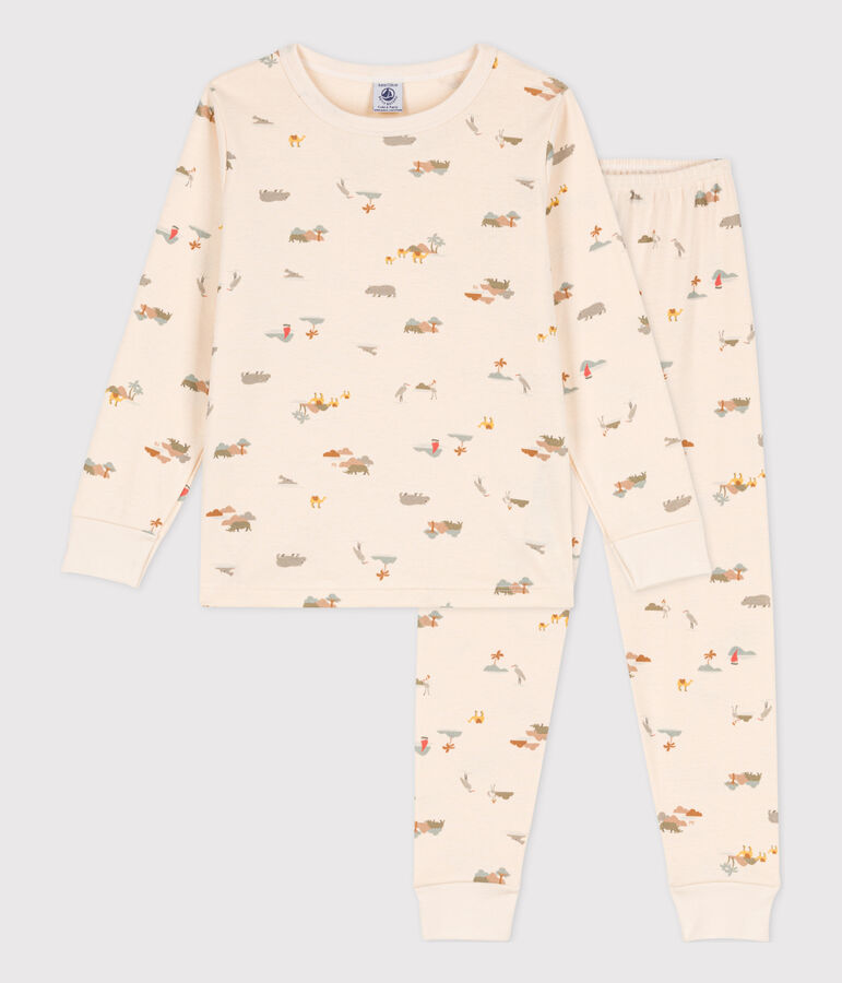 Pijama de algod&oacute;n con animales para ni&ntilde;o/ni&ntilde;a crudo/multicolor
