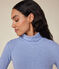 Camiseta Iconique de cuello vuelto de punto de fantasía para mujer azul SKY CHINE