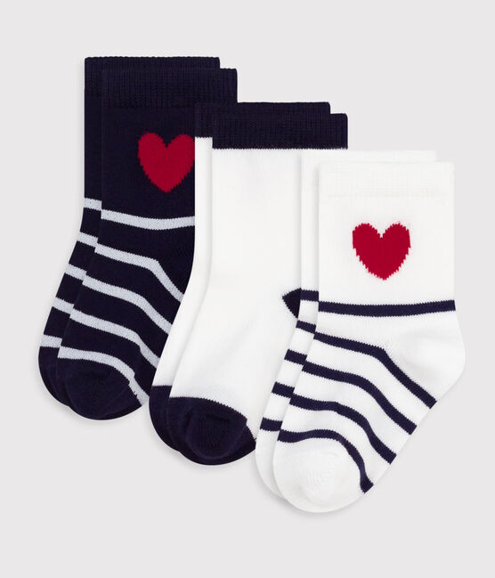 3 pares de calcetines de algodón con rayas y corazones para bebé variante 1