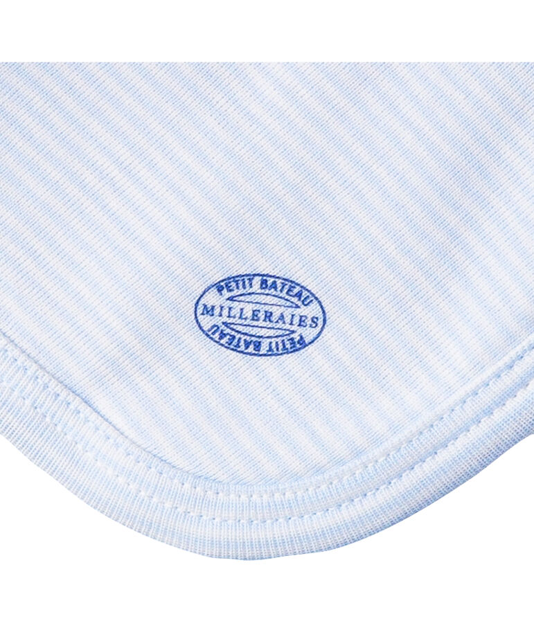 Peluche de conejo para beb&eacute; de punto blanco/azul