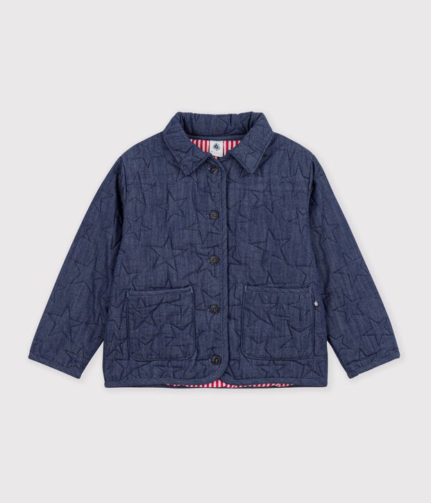 Chaqueta infantil denim lisa con estampado de estrellas azul