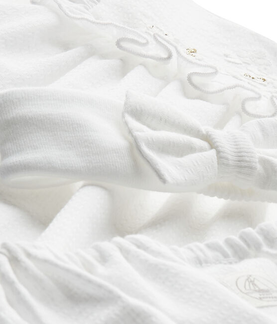 Conjunto para bebé niña 3 piezas en popelina blanco ECUME