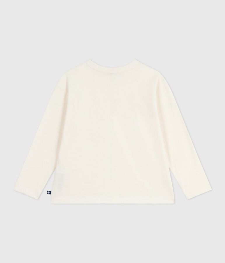 Camiseta infantil de algod&oacute;n de manga larga con estampado crudo
