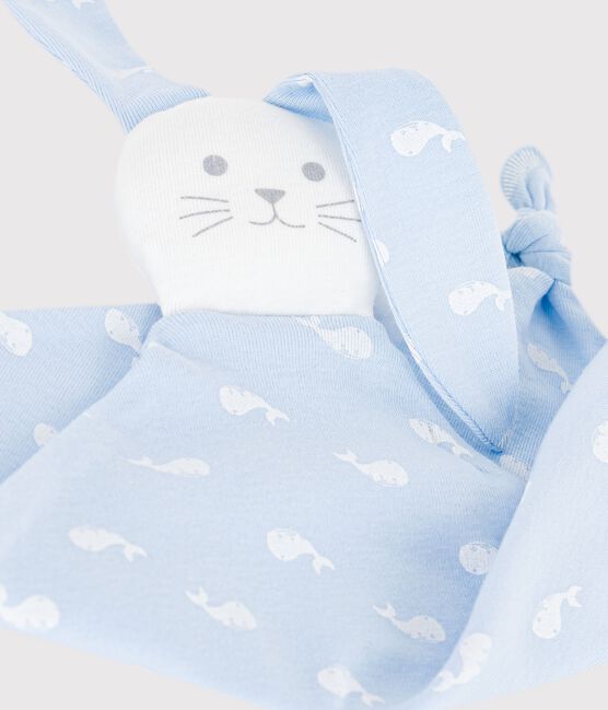 Doudou de algodón con estampado de ballena para bebé azul TOUDOU/blanco MARSHMALLOW