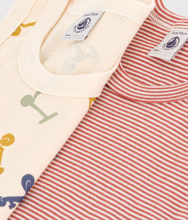 Juego de 2 camisetas infantiles de algod&oacute;n sin mangas con motivo de patinete multicolor