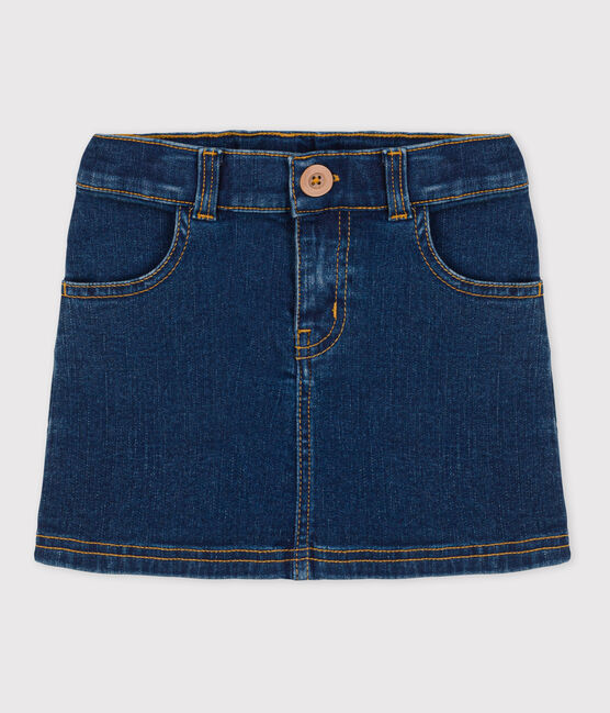 Falda recta de tejido vaquero de niña azul DENIM BRUT