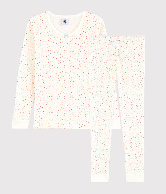 Pijama snugfit de lunares multicolores de algodón ecológico de niña blanco MARSHMALLOW/blanco MULTICO