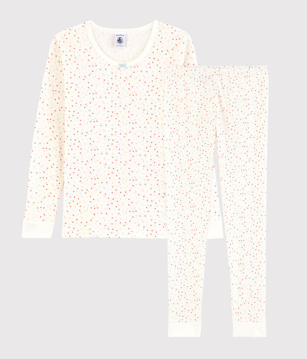 Pijama snugfit de lunares multicolores de algod&oacute;n ecol&oacute;gico de ni&ntilde;a blanco/multicolor
