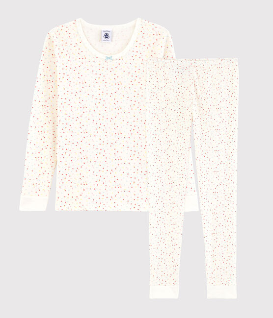 Pijama snugfit de lunares multicolores de algodón ecológico de niña blanco MARSHMALLOW/blanco MULTICO