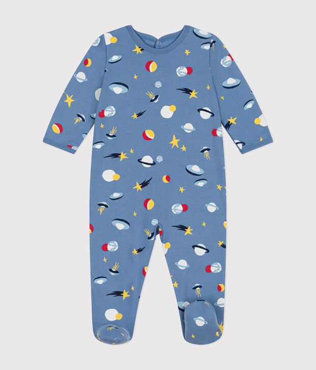 Pijama de felpa cepillada con estampado espacial para beb&eacute; azul/multicolor