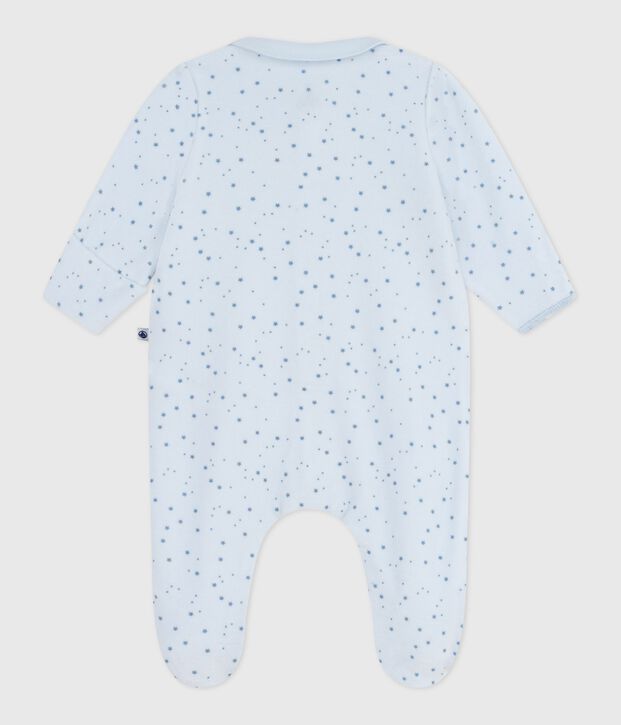 Pijama de terciopelo con cuello estampado para beb&eacute; azul/azul