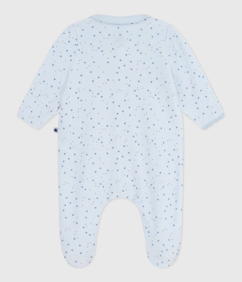 Pijama de terciopelo con cuello estampado para beb&eacute; azul/azul