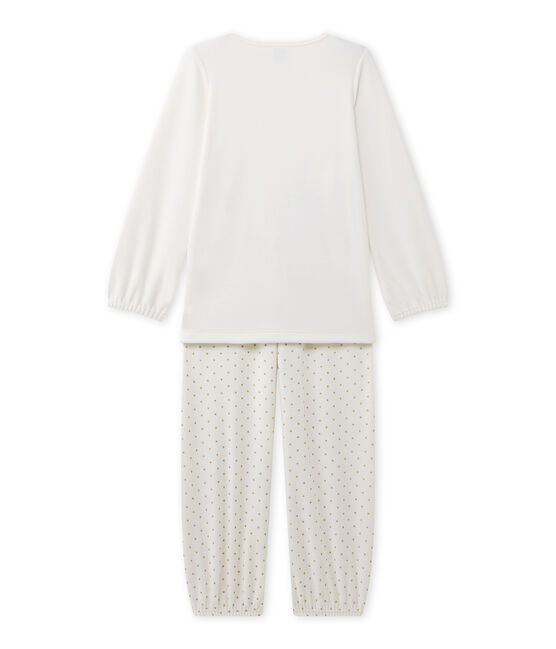 Pijama estampado de niña en terciopelo blanco LAIT/amarillo OR