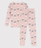 Pijama de algodón ajustado para niña rosa SALINE/blanco MULTICO