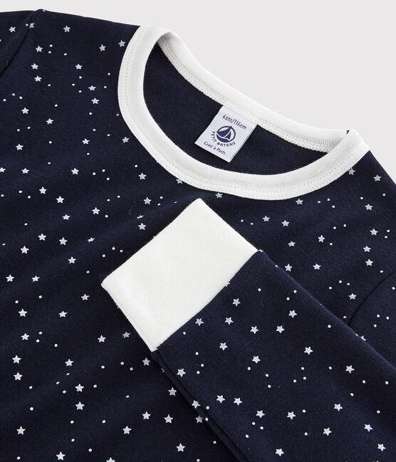 Pijama con estrellas unisex de punto azul SMOKING/blanco MARSHMALLOW