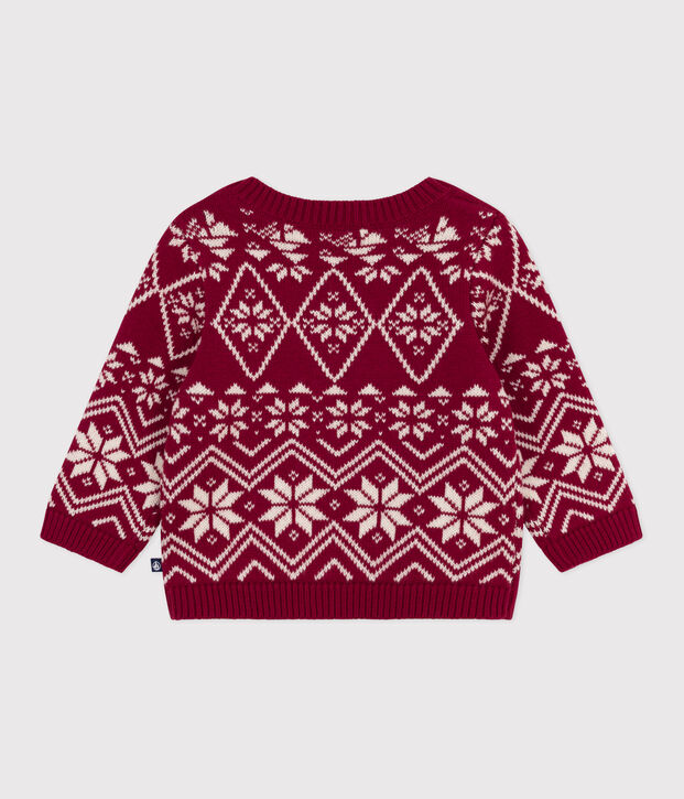 Jersey de lana y algod&oacute;n con estampados para beb&eacute; rojo/crudo