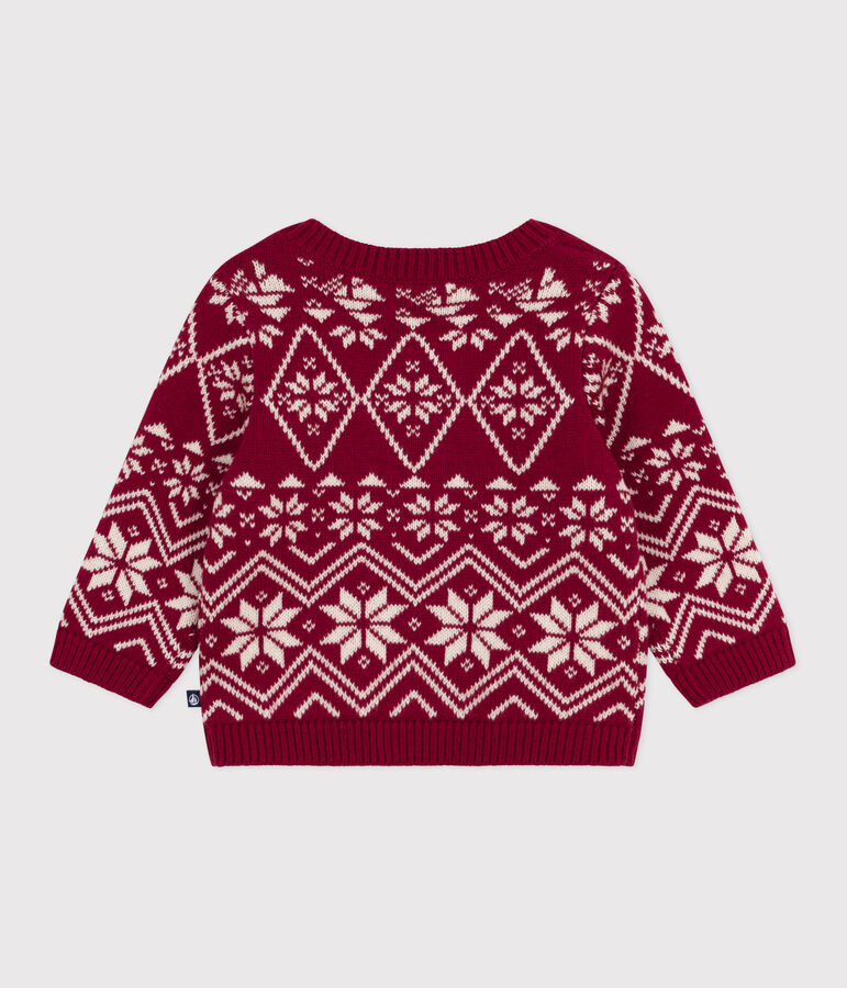 Jersey de lana y algod&oacute;n con estampados para beb&eacute; rojo/crudo