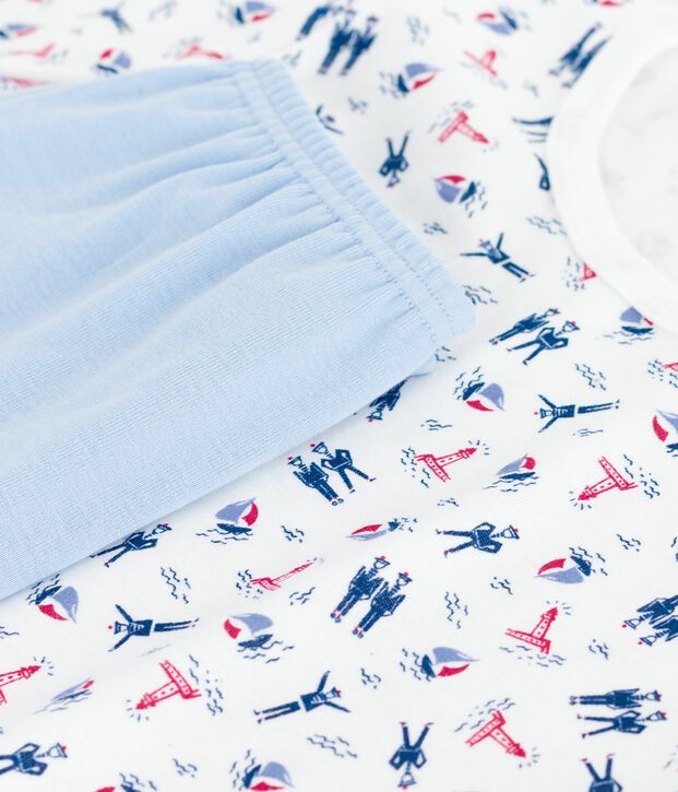 Pijama corto infantil de algod&oacute;n azul/multicolor