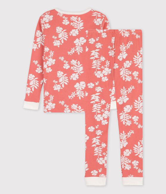 Pijama snugfit hawaiano de algodón de niña rosa PAPAYE/ MARSHMALLOW