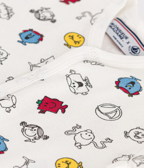 Mono corto con estampado Monsieur Madame de algodón de bebé blanco MARSHMALLOW/blanco MULTICO