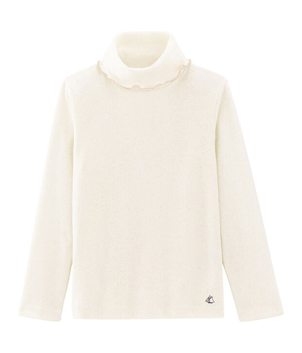 Jersey de cuello alto para ni&ntilde;a blanco/amarillo