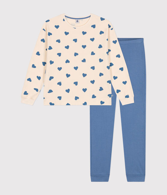 Pijama de dos materiales de algodón para mujer azul BEACH/ AVALANCHE