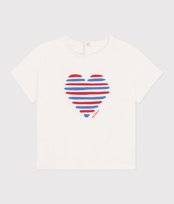 Camiseta lisa de manga corta de algodón para bebé blanco MARSHMALLOW/blanco MULTICO