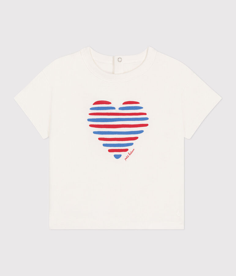 Camiseta lisa de manga corta de algod&oacute;n para beb&eacute; blanco/multicolor