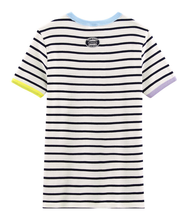 Camiseta ic&oacute;nica para mujer blanco/azul