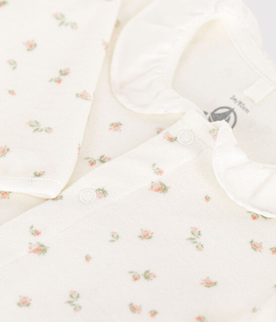 Pijama de terciopelo para bebé blanco MARSHMALLOW/blanco MULTICO