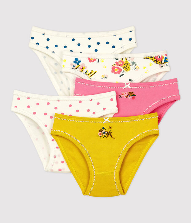 Juego de 5 braguitas con estampado de pantera de ni&ntilde;a de algod&oacute;n multicolor