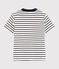 Camiseta de manga corta de punto de niño blanco MARSHMALLOW/azul SMOKING
