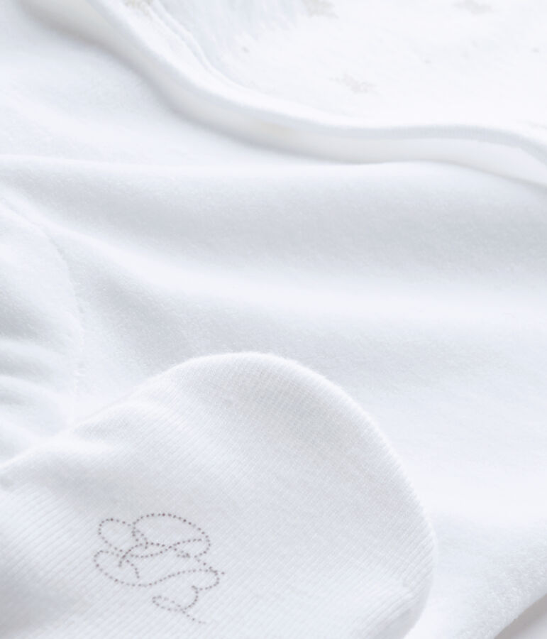 Pelele blusa beb&eacute; mixto bi-materia blanco/marron