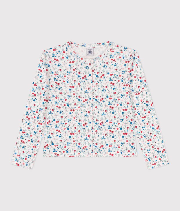 C&aacute;rdigan infantil de algod&oacute;n con flores blanco/multicolor