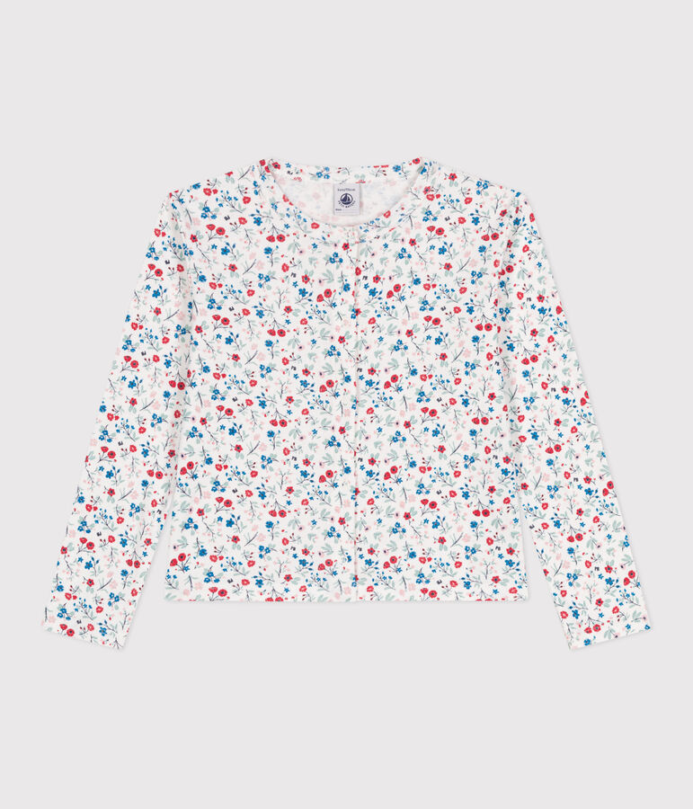 C&aacute;rdigan infantil de algod&oacute;n con flores blanco/multicolor