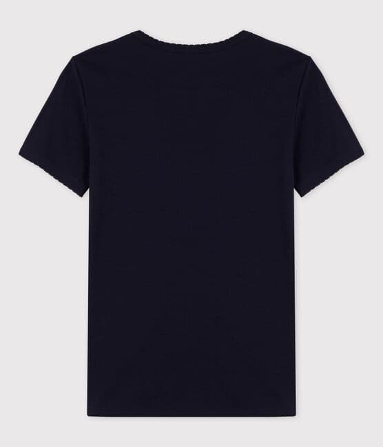 Camiseta ICÓNICA de punto «cocotte» de algodón orgánico para mujer azul SMOKING
