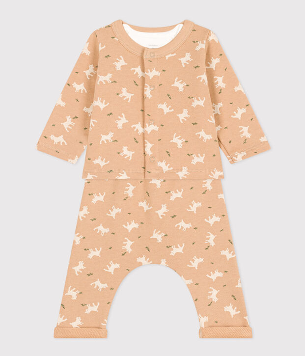 Conjunto de mulet&oacute;n estampado para beb&eacute; beige/multicolor