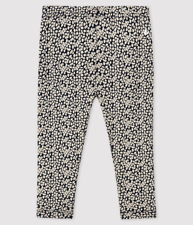 Leggings estampados para beb&eacute; ni&ntilde;a azul/blanco