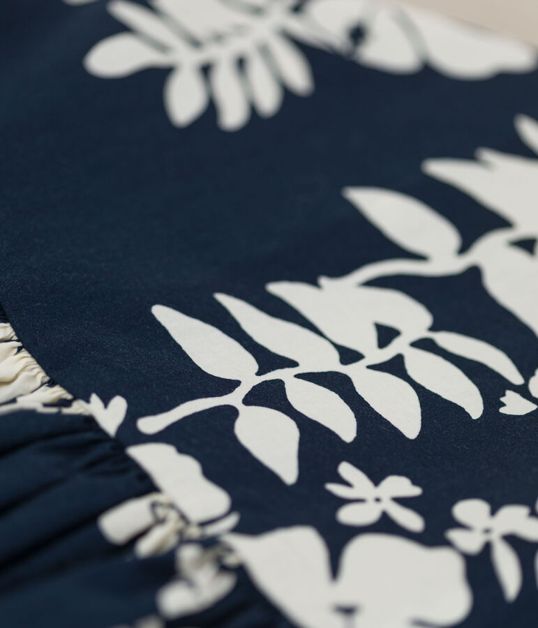 Vestido de popelina de manga corta para ni&ntilde;a azul/blanco