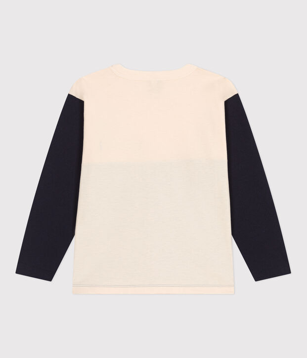 Camiseta de algod&oacute;n de manga larga de ni&ntilde;o crudo/multicolor