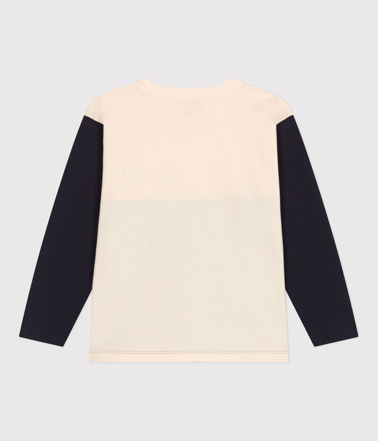 Camiseta de algod&oacute;n de manga larga de ni&ntilde;o crudo/multicolor